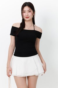 Ora Offshoulder Halter Tee in Black Ora Offshoulder Halter Tee in Black