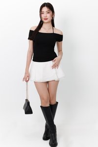 Ora Offshoulder Halter Tee in Black Ora Offshoulder Halter Tee in Black