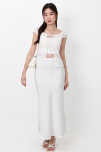 Clio Co-ord Satin Mermaid Skirt in White ( Petite Length )