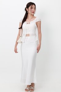 Clio Co-ord Satin Mermaid Skirt in White ( Petite Length )