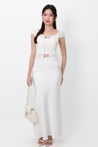 Clio Co-ord Satin Mermaid Skirt in White ( Regular Length )