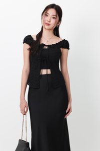 Clio Co-ord Eyelet Top in Black