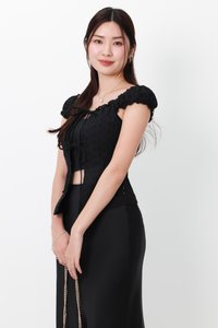 Clio Co-ord Eyelet Top in Black