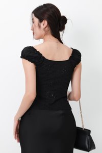 Clio Co-ord Eyelet Top in Black
