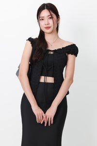 Clio Co-ord Eyelet Top in Black