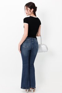 Corrine Contrast Trim Baby Tee in White x Black