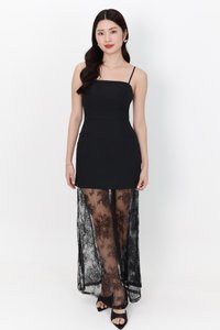 BACKORDER | Linda Lace Insert Two Way Dress in Black