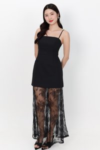 BACKORDER | Linda Lace Insert Two Way Dress in Black
