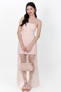 Linda Lace Insert Two Way Dress in Light Pink