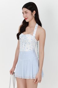 Fel Floral Halter Top in Light Blue