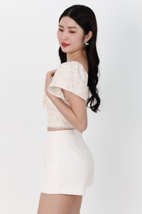 Felicia Floral Flutter Sleeve Top in Light Yellow