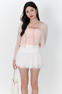 Lynn Lace Cardigan Top Set in Blush Pink