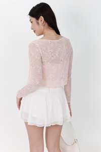 Lynn Lace Cardigan Top Set in Blush Pink