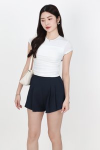 Paxie Pleated Highwaist Shorts in Midnight Steel