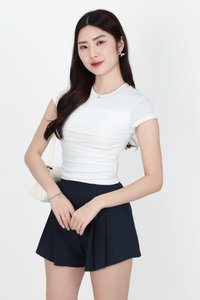 Bera Basic Ruched Tee in White