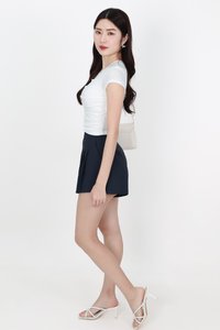 Paxie Pleated Highwaist Shorts in Midnight Steel