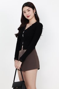 Rumi Ruched Skorts in Dark Brown