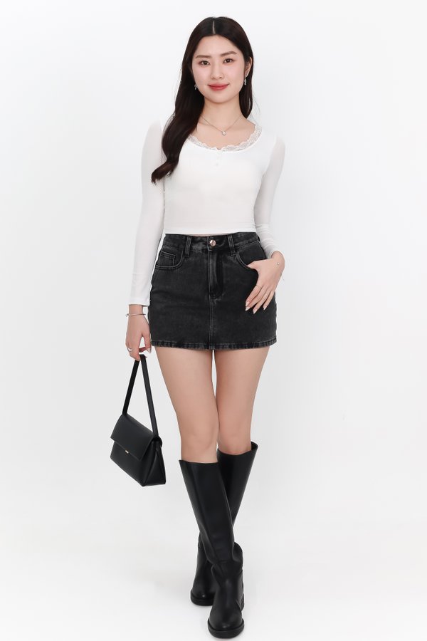 Dayu Denim Skorts in Black Wash Dayu Denim Skorts in Black Wash