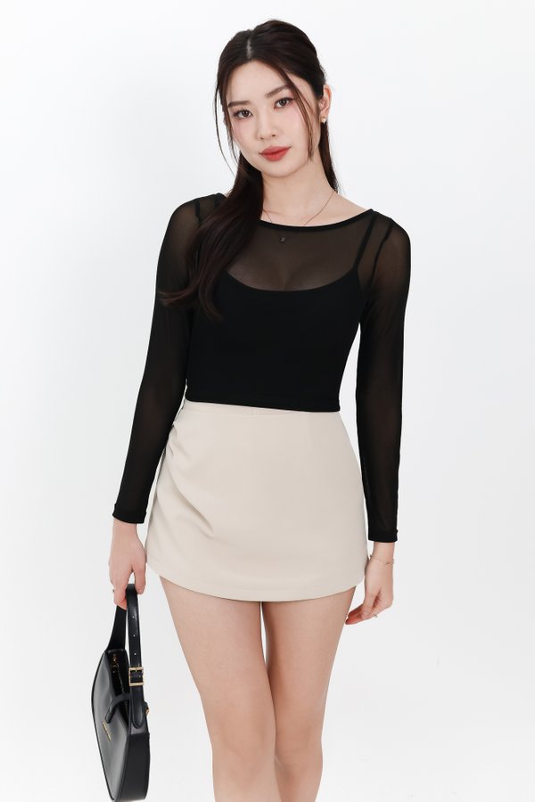 RESTOCKS | Mia Mesh Overlay Sleeved Top in Black