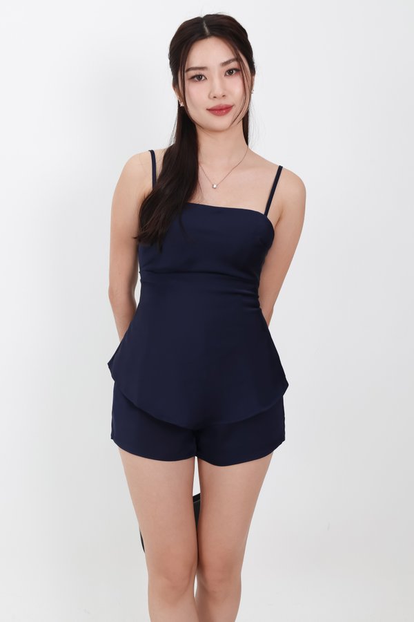 Chantelle Co-ord Satin Shorts in Midnight Blue