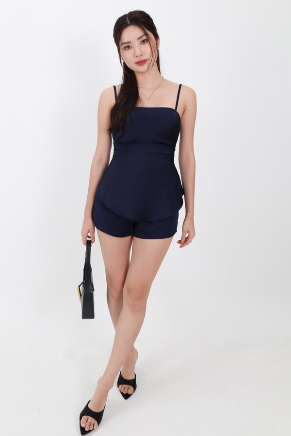 Chantelle Co-ord Satin Top in Midnight Blue