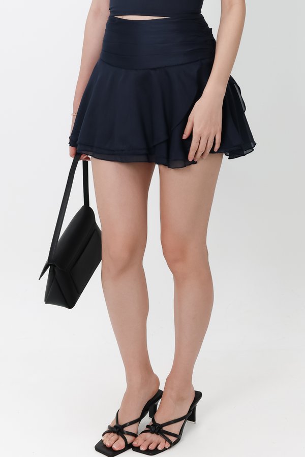 RESTOCKS | Ollie Organza Co-ord Skorts in Midnight Steel