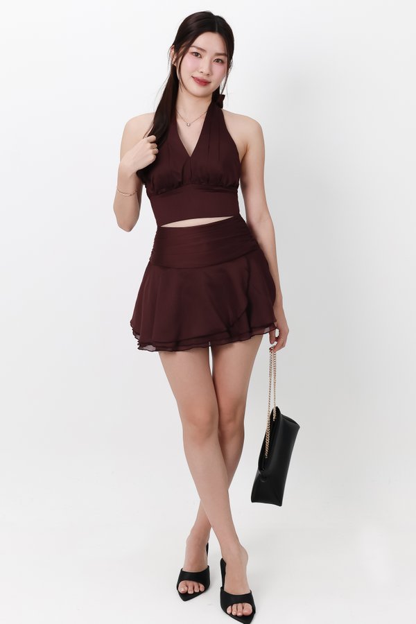 Ollie Organza Co-ord Set in Berry Brown