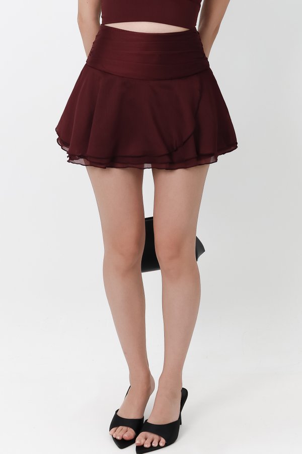 Ollie Organza Co-ord Skorts in Berry Brown