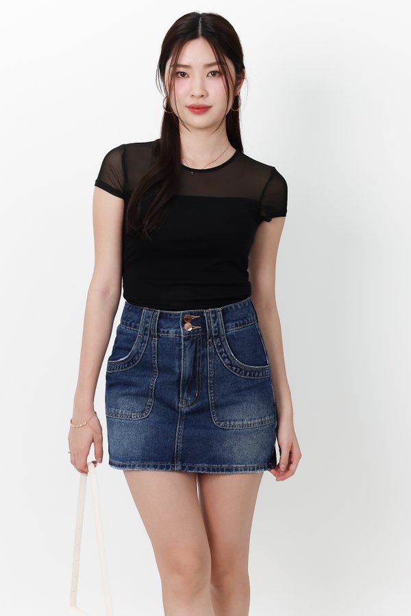 Manda Mesh Tee in Black