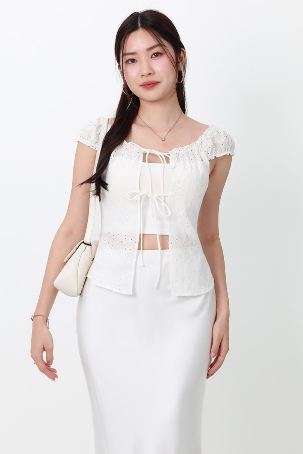 Clio Co-ord Eyelet Top in White