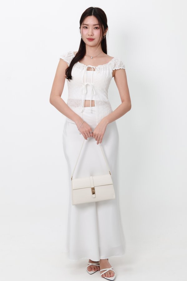Clio Co-ord Satin Mermaid Skirt in White ( Regular Length )