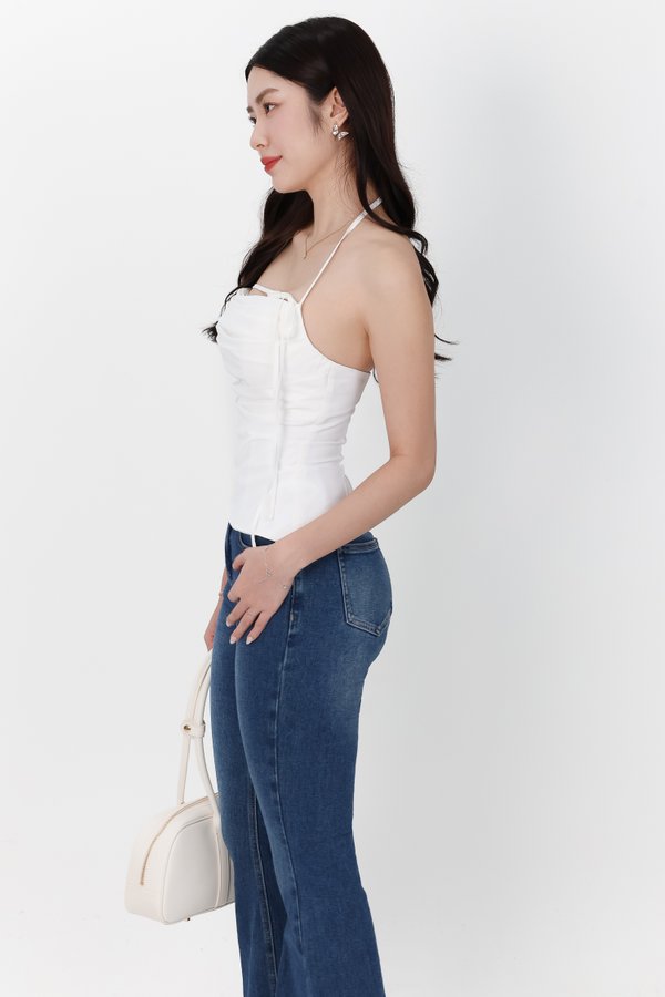 DEFECT | Taena Tie Strap Top in White in S
