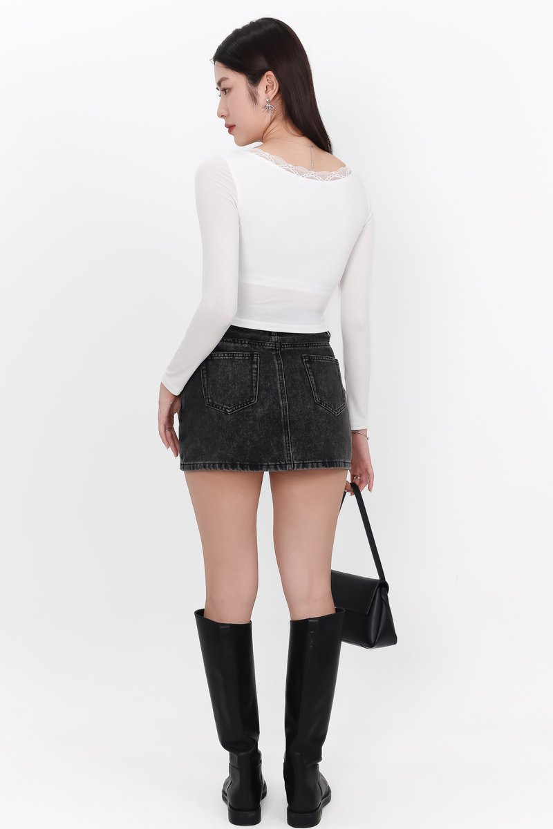 Dayu Denim Skorts in Black Wash