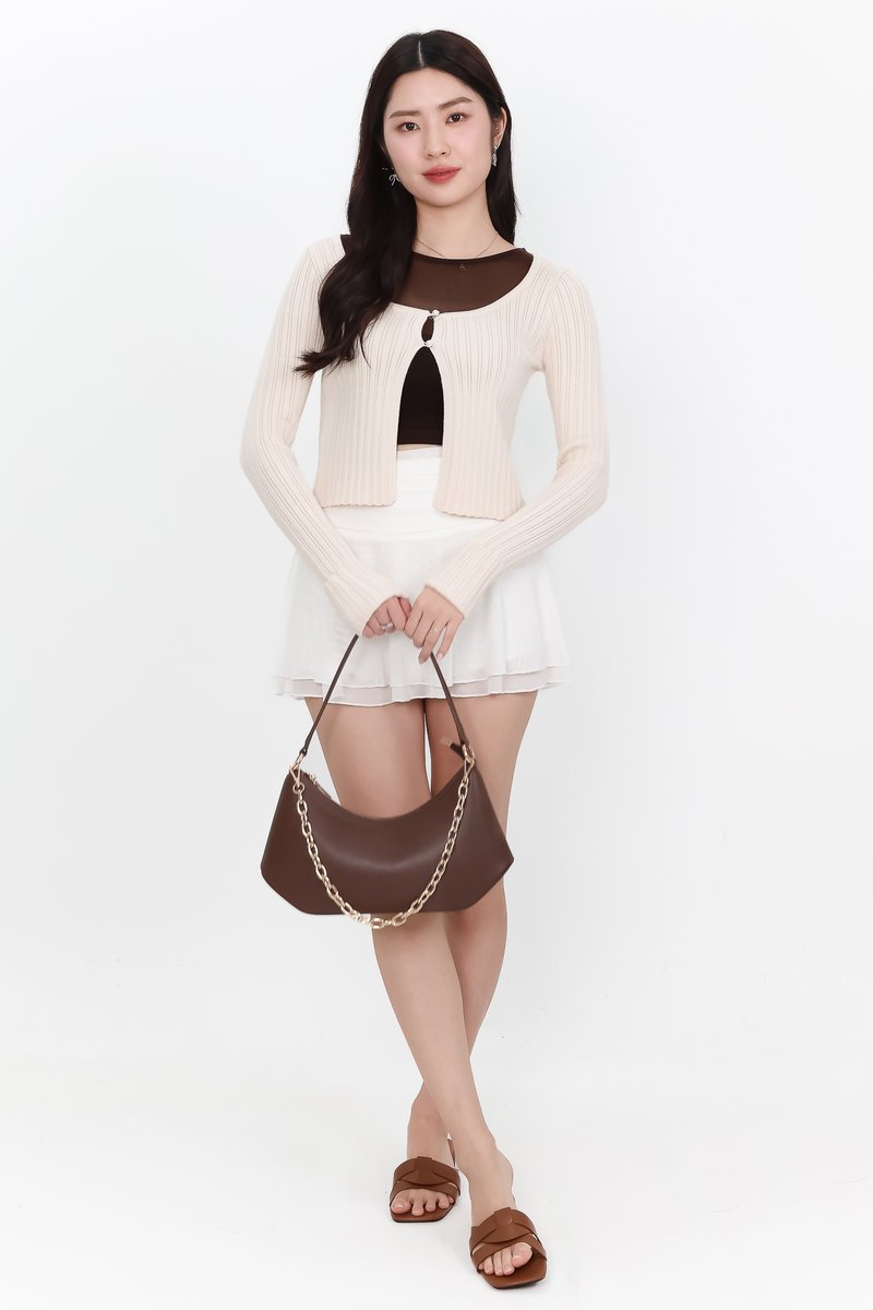 Kensley Knit Cardigan in Cream Nude
