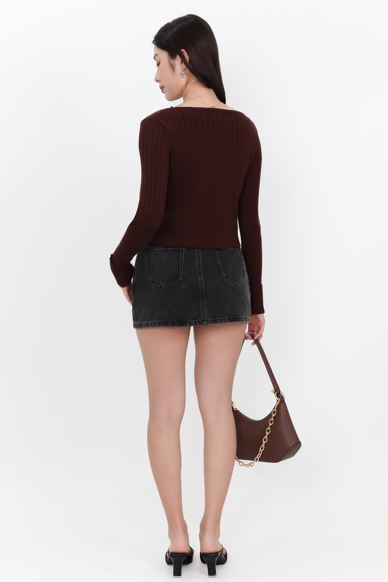 Kensley Knit Cardigan in Dark Brown