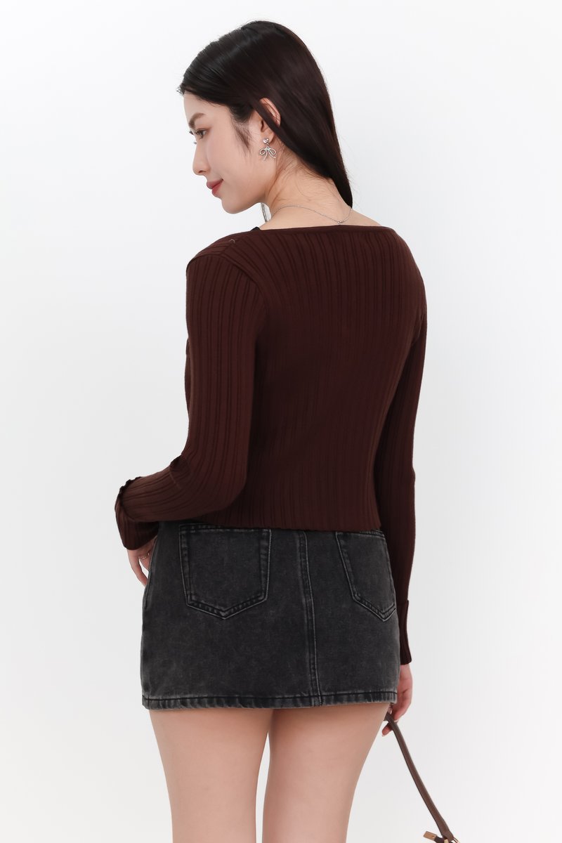 Kensley Knit Cardigan in Dark Brown