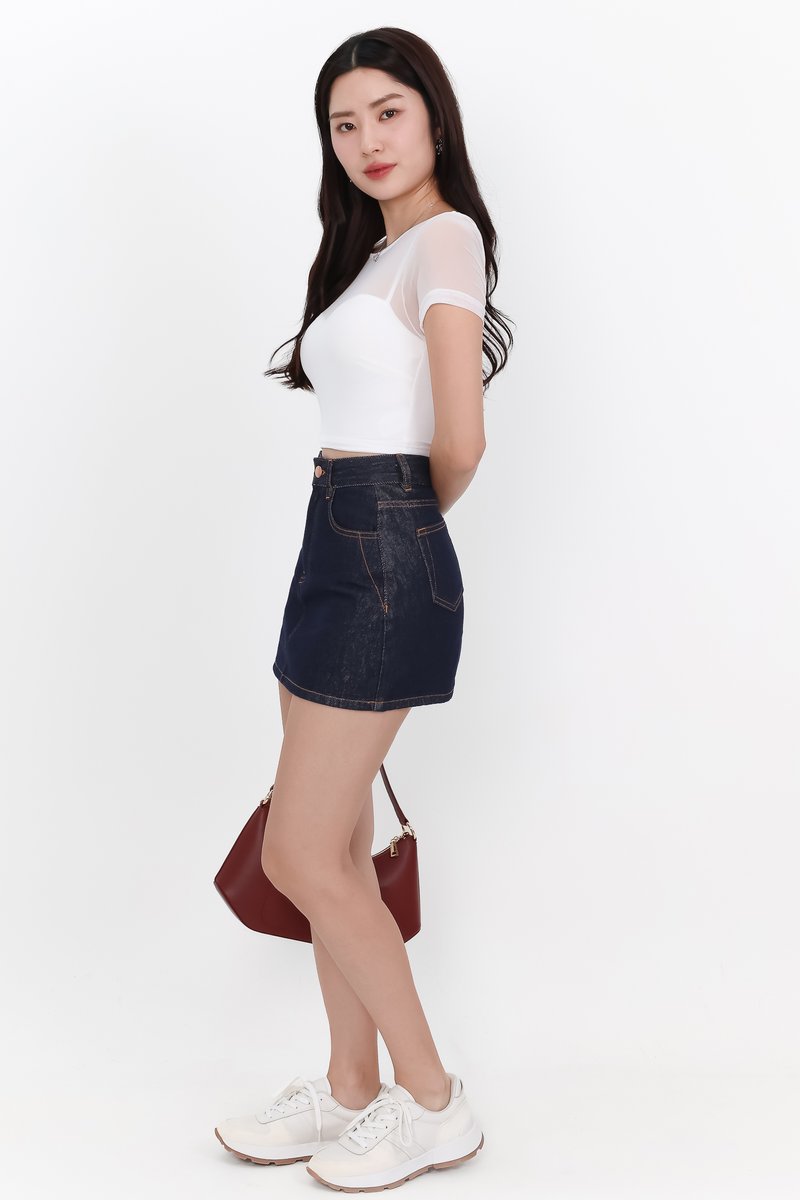 DEFECT | Miara Mesh Overlay Tee in White in S