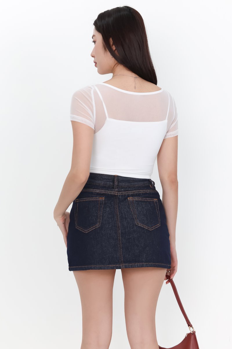 DEFECT | Miara Mesh Overlay Tee in White in S
