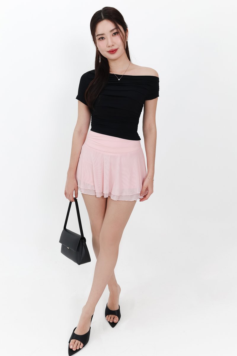 Ori One Shoulder Ruched Tee in Black