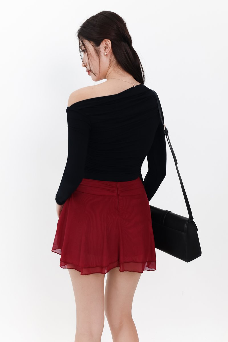 Orilea One Shoulder Ruched Sleeved Top in Black Orilea One Shoulder Ruched Sleeved Top in Black