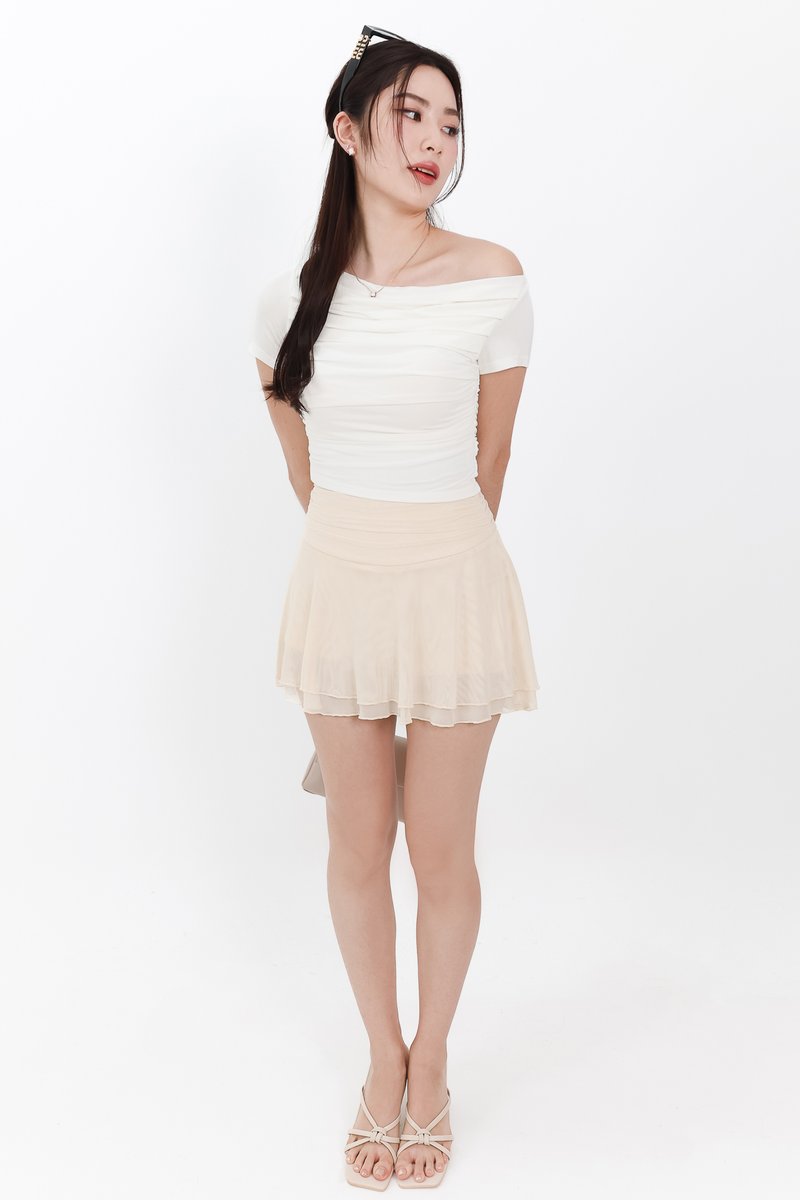 Ori One Shoulder Ruched Tee in White