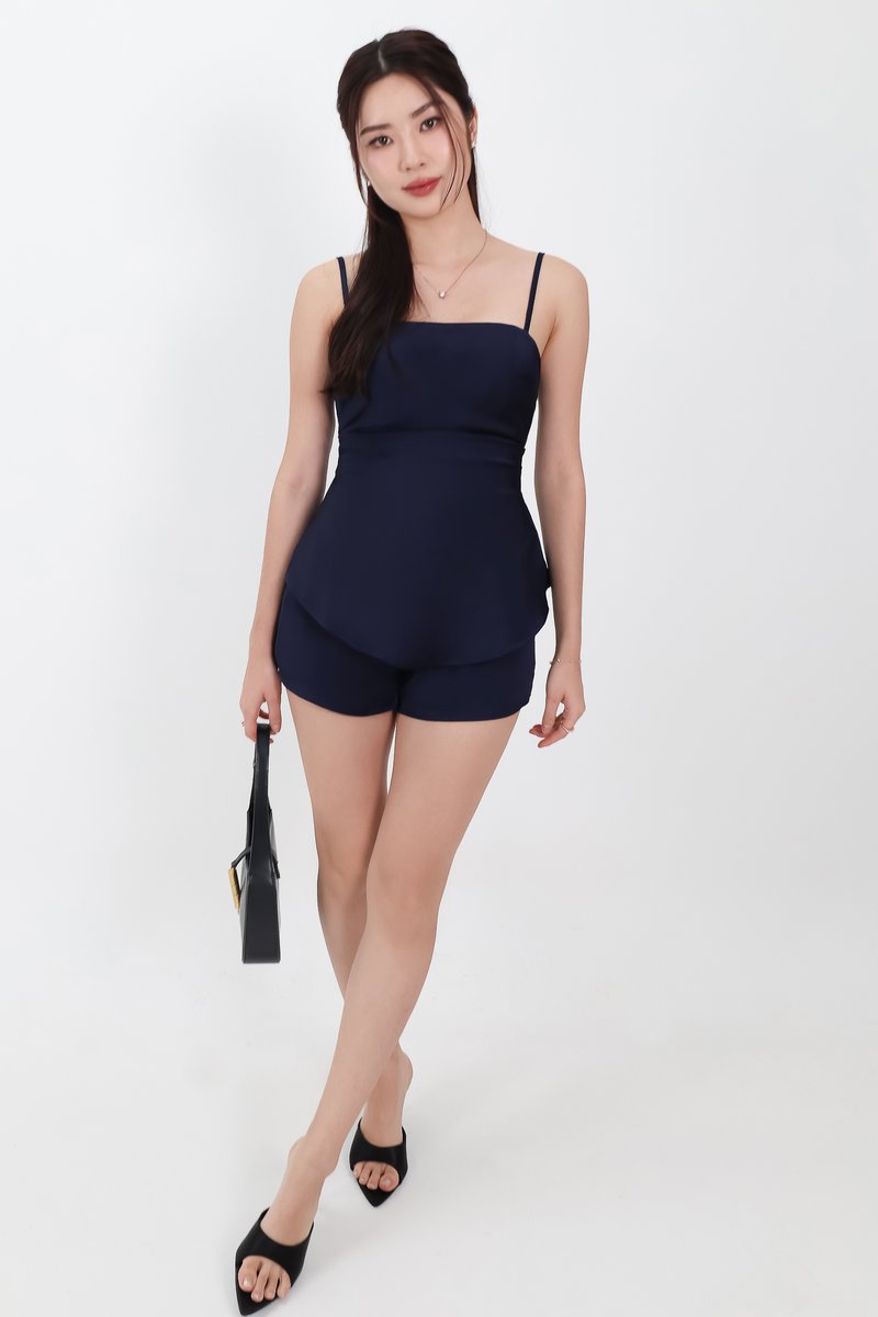 Chantelle Co-ord Satin Shorts in Midnight Blue