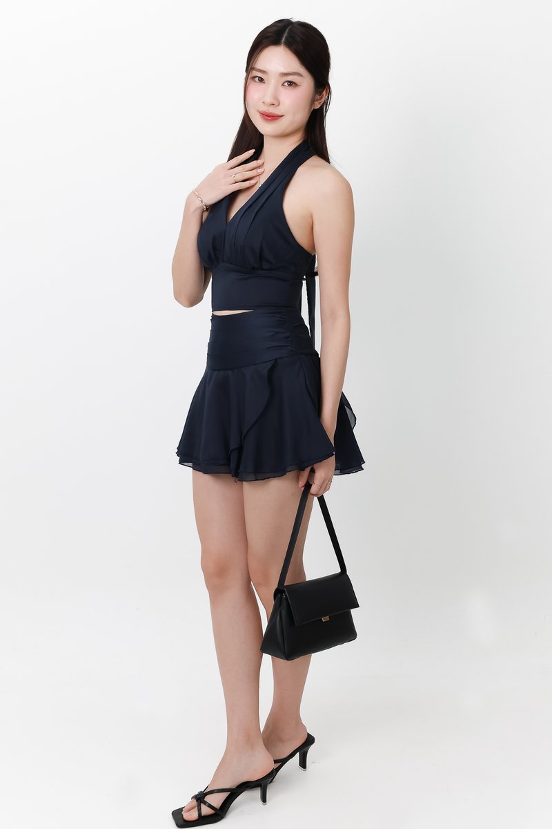 RESTOCKS | Ollie Organza Co-ord Skorts in Midnight Steel
