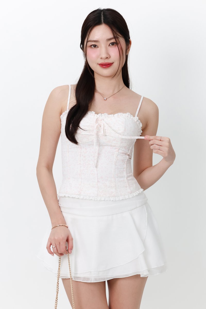 Fiona Floral Bustier Top in Nude Pink Florals