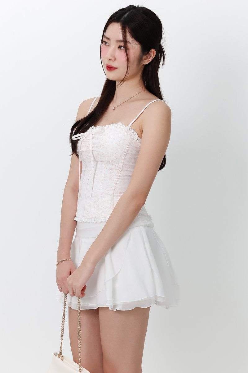Fiona Floral Bustier Top in Nude Pink Florals