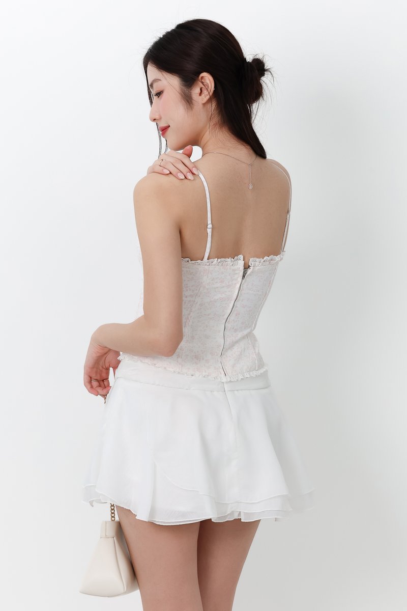 Fiona Floral Bustier Top in Nude Pink Florals