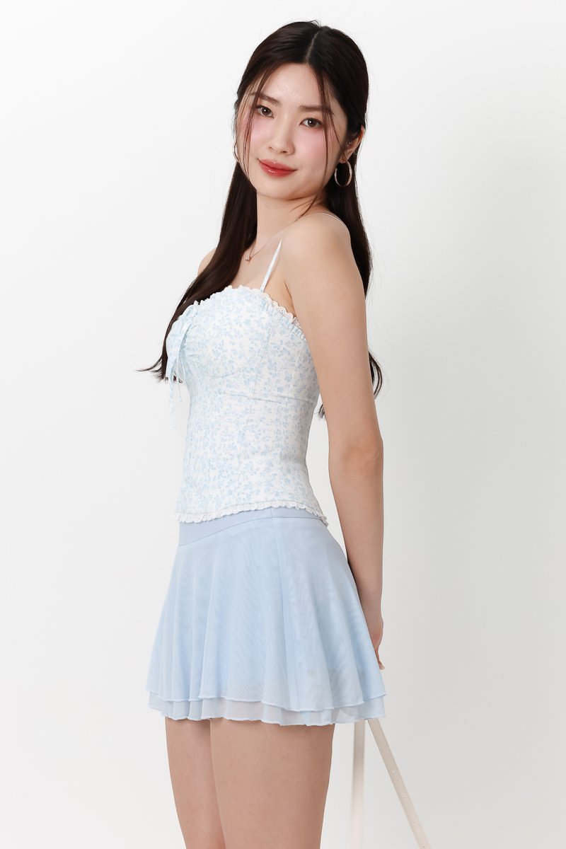 RESTOCKS | Fiona Floral Bustier Top in Blue Florals