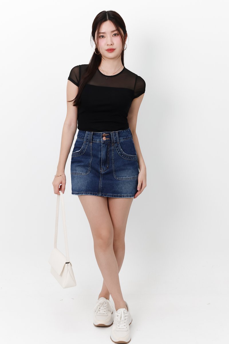 Manda Mesh Tee in Black