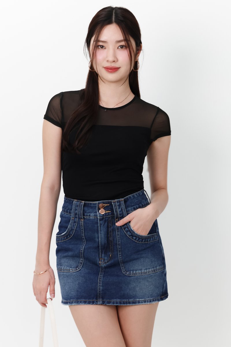 Manda Mesh Tee in Black