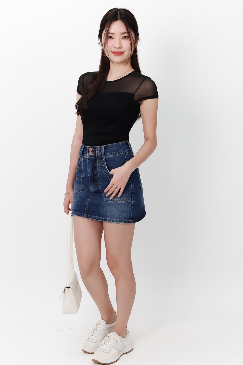 Manda Mesh Tee in Black